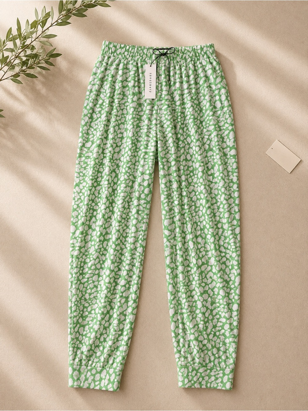 Sanctuary Green and White Printed Jogger Pants